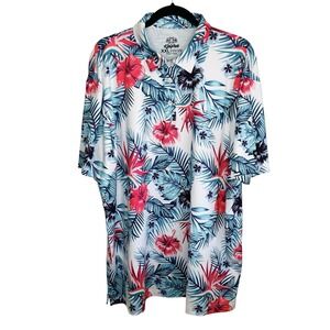KaiPar Golf Polo Shirt XXL Hawaiian Floral Tropical Stretch Performance Blue